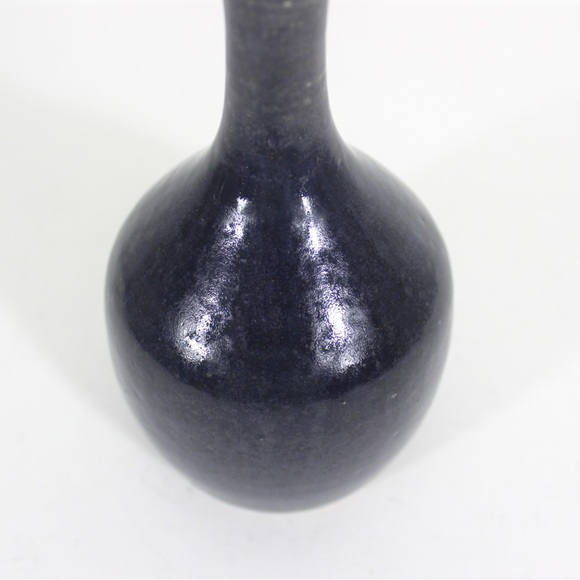 Vintage Signed Studio Pottery Bottle Neck Vase Blue - Picture 7 of 10